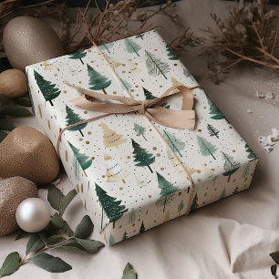 Hand Drawn Cream  Pine Tree Wrapping Paper