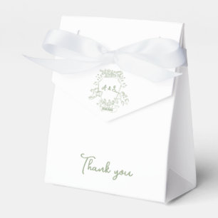 Hand drawn Crest Sage Green Wedding Favour Box