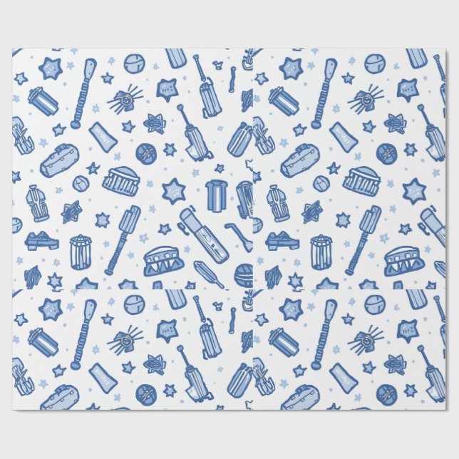 Hand Drawn Cricket Doodle Seamless Pattern Fun Spo Wrapping Paper (Flat)