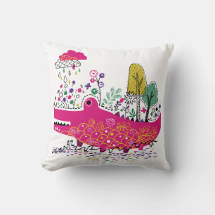 Hand Drawn Crocodile Wild Art Cushion