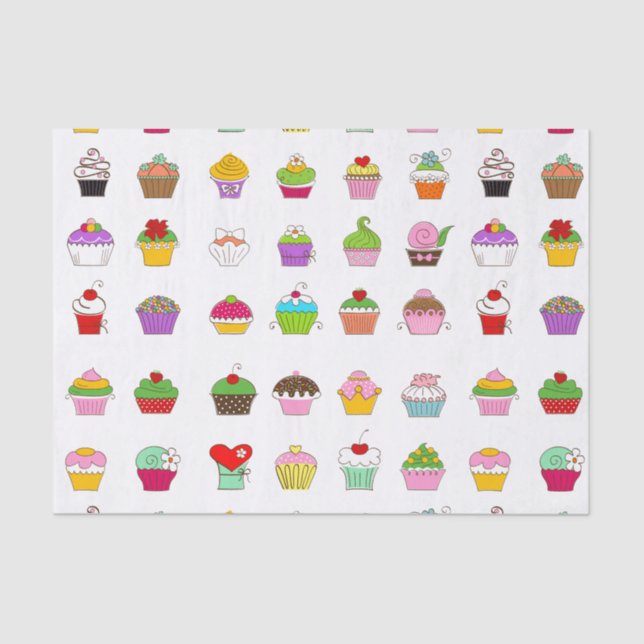 Hand Drawn Cupcake Pattern Tissue Paper (Front)