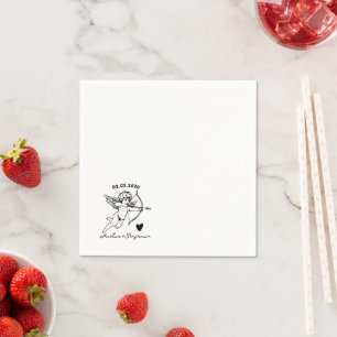 Hand Drawn Cupid Cocktail Wedding Napkins