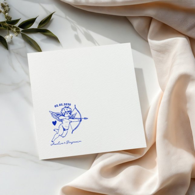Hand Drawn Cupid Cocktail Wedding Napkins (Creator Uploaded)