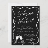 Hand Drawn Curvy Whimsical Black Wedding