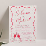 Hand Drawn Curvy Whimsical Wedding Invitation<br><div class="desc">A hand drawn wedding invitation featuring waves and a champagne glass. Please adjust the names and the " " sign for the best fit.</div>