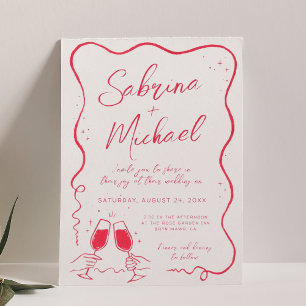 Hand Drawn Curvy Whimsical Wedding Invitation