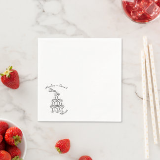 hand drawn Custom Champagne Tower Cocktail Wedding Napkin