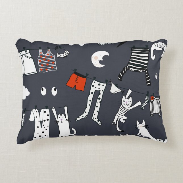 Hand drawn cute cartoon seamless pattern illustrat decorative cushion (Front)