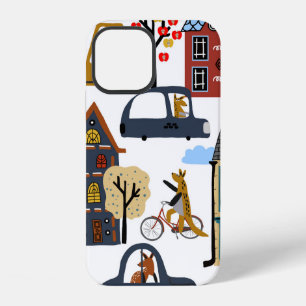 Hand drawn cute cartoon seamless pattern illustrat iPhone 12 case