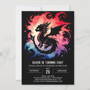 Hand Drawn Cute Dragon Birthday Celebration Invitation