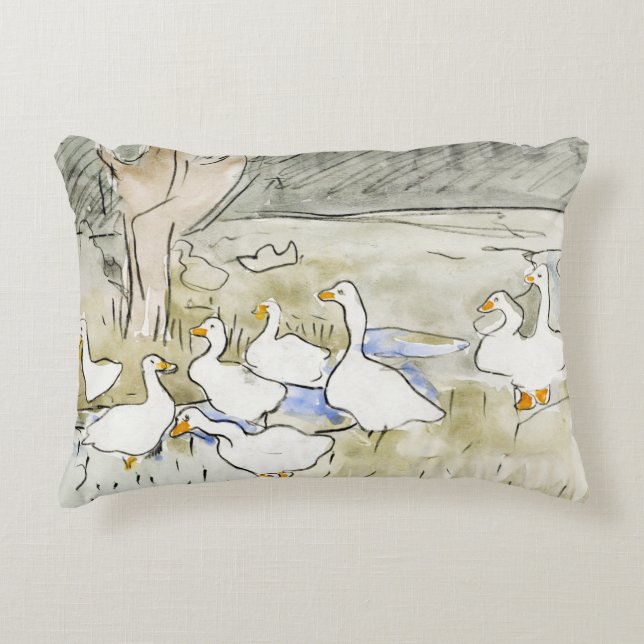 Hand Drawn Cute Duck Photos White Duck Clipart Fam Decorative Cushion (Front)