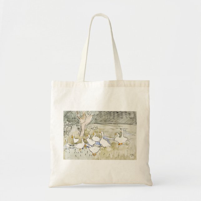 Hand Drawn Cute Duck Photos White Duck Clipart Fam Tote Bag (Front)