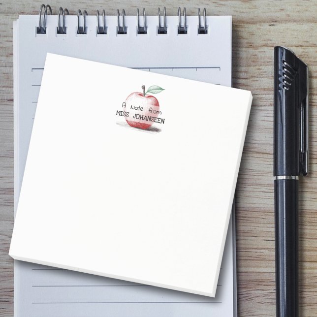 Hand Drawn Cute Fun Red Apple Teacher Appreciation Post-it Notes (Creator Uploaded)