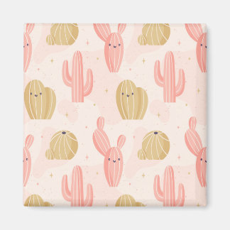 hand drawn  cute pink cactus magnet