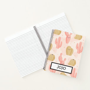 hand drawn cute pink cactus notebook