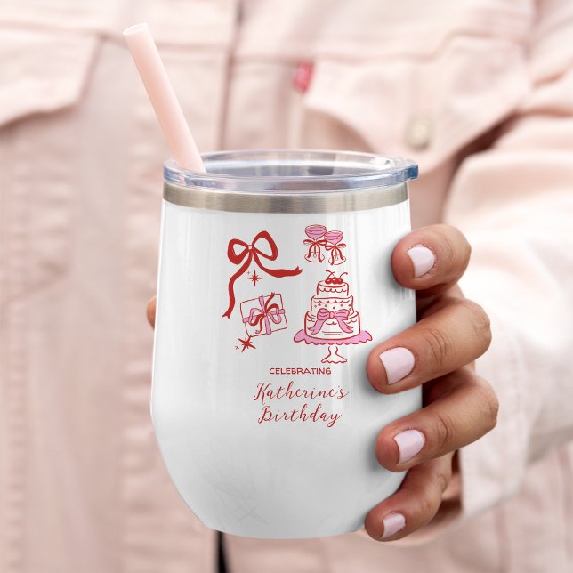 Hand Drawn Cute Pink Red Doodles Birthday Gift (Creator Uploaded)