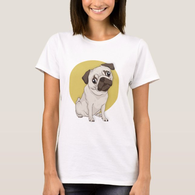 Hand Drawn Cute Pug Women's Tank Top (Front)