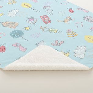 Hand Drawn Cute Stuff ID360 Sherpa Blanket