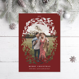 Hand-Drawn Cutout Wreath Frame Red Holiday Photo