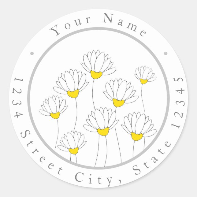 Hand Drawn Daisy Stems Labels (Front)
