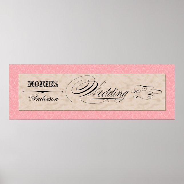 Hand Drawn Damask Pink n Cream Directional Signs (Front)