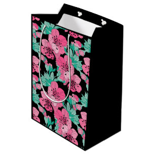 Hand Drawn Decorative Cherry Blossom Pattern Medium Gift Bag
