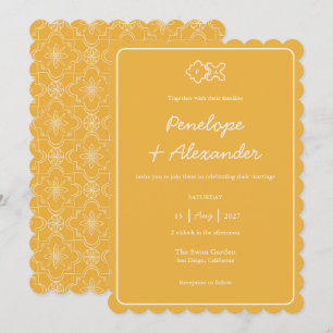 Hand Drawn Delicate Flower Pattern Wedding Invitation