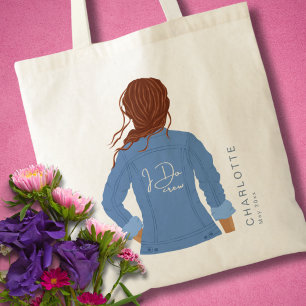 Hand Drawn Denim Jacket Red Hair I Do Crew Tote Bag