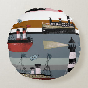 Hand drawn digital painting cute cartoon pencil gr round cushion
