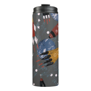 Hand drawn digital pencil pastel color cute cartoo thermal tumbler