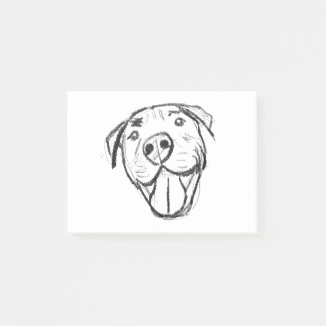 hand drawn digital smiling pit bull post-it notes (Front)