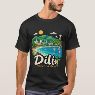Hand Drawn Dili Timor-Leste Travel Art Landmark T-Shirt