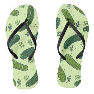 Hand Drawn Dill Pickle Pattern Jandals