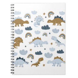 Hand drawn dinosaurs in scandinavian style with st notebook