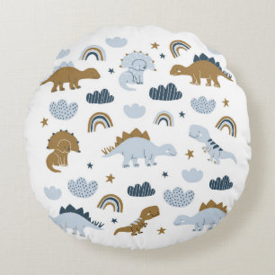 Hand drawn dinosaurs in scandinavian style with st round cushion