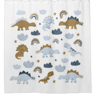 Hand drawn dinosaurs in scandinavian style with st shower curtain