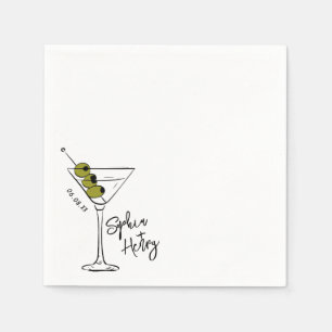 Hand Drawn Dirty Martini Cocktail Napkin