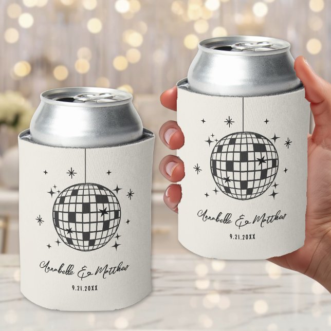 Hand Drawn Disco Retro Wedding Can Cooler (Hand Drawn Disco Retro Wedding Can Cooler )