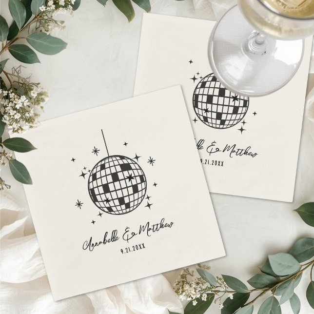 Hand Drawn Disco Retro Wedding Napkin (Hand Drawn Disco Retro Wedding Napkins )