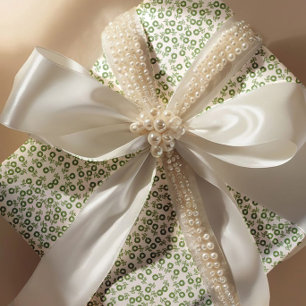 Hand-drawn ditsy Sage Green Daisies – Mini Floral Wrapping Paper