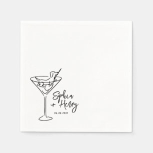 Hand Drawn Dog and Martini Whimsical Wedding  Napkin