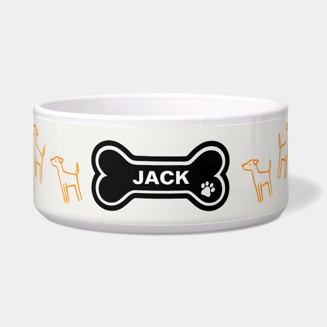 Hand Drawn Dogs with Bone and Name (Front)