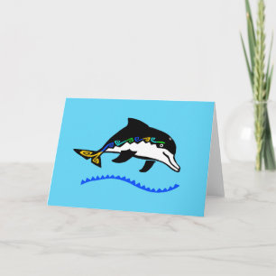 Hand drawn - DOLPHIN - Nature -Ocean blue Card