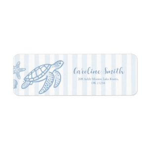 Hand Drawn Doodle Blue Sea You Soon Address Label