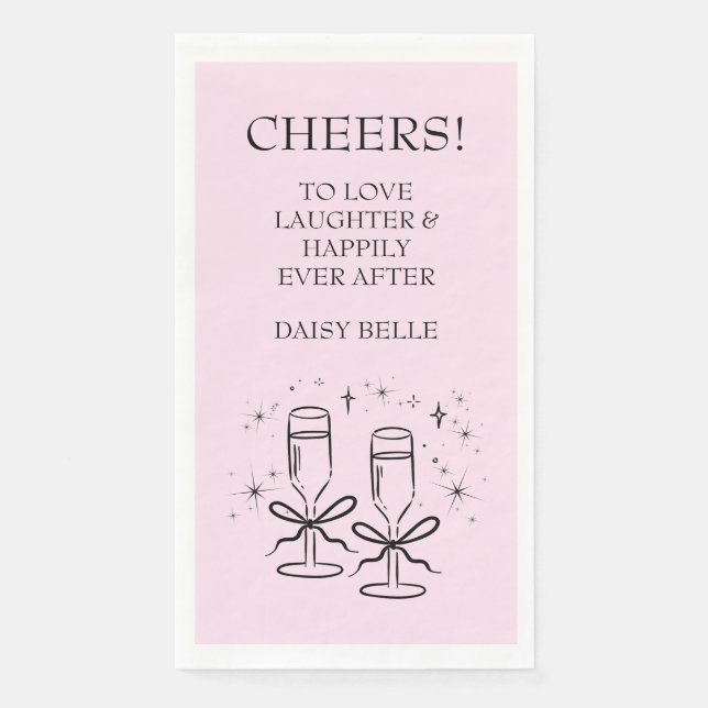 Hand Drawn Doodle Bridal Shower Pink Napkin (Front)