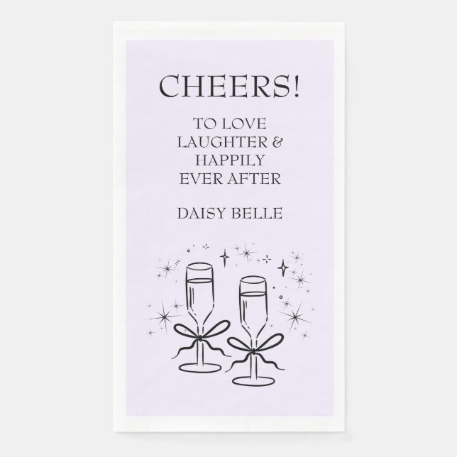 Hand Drawn Doodle Bridal Shower Purple Napkin (Front)