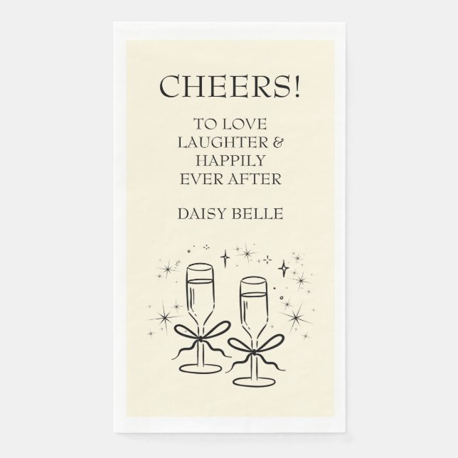 Hand Drawn Doodle Bridal Shower Yellow Napkin (Front)