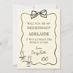 Hand Drawn Doodle Bridesmaid Proposal Yellow  Invitation