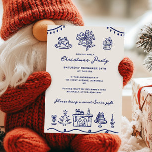 Hand Drawn Doodle Christmas Party Invitation