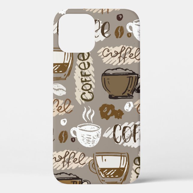 Hand drawn doodle coffee pattern background Case-Mate iPhone case (Back)